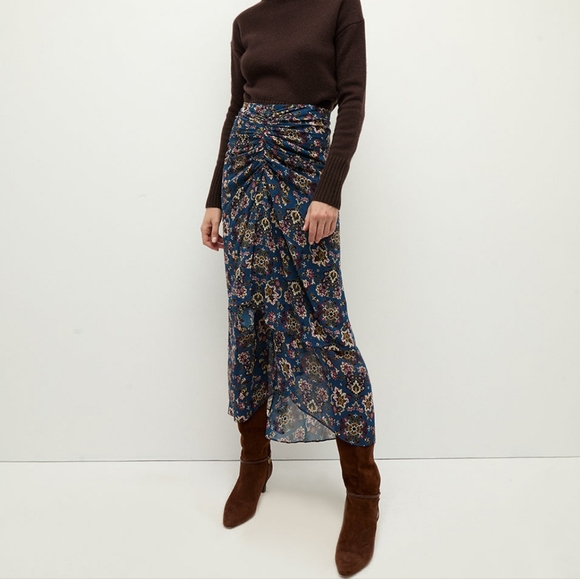 Veronica Beard Sira Ruched Silk Skirt - Picture 3 of 7